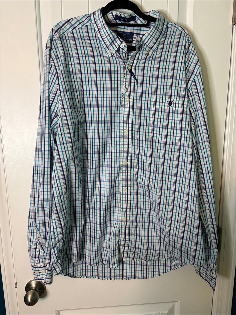 Simply southern Checked Long-Sleeve Button-Down Shirt - Blue/purple Plaid